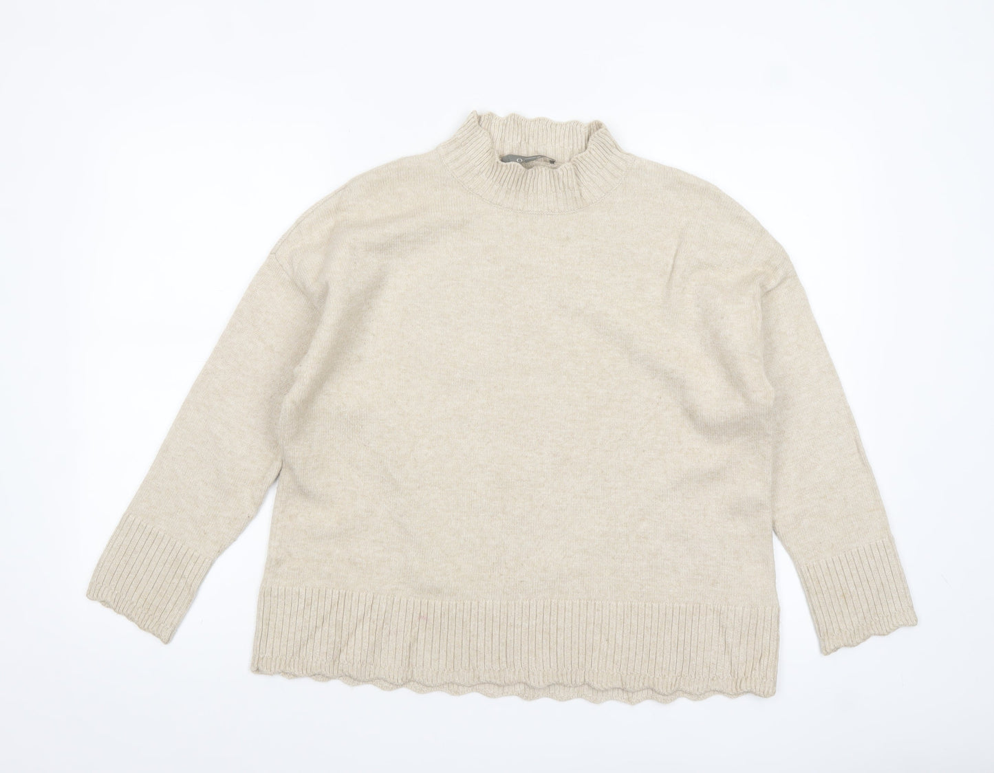 Oasis Women’s Beige Mock Neck Knit Jumper Size S Regular Fit