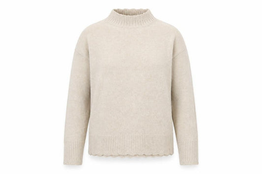 Oasis Women’s Beige Mock Neck Knit Jumper Size S Regular Fit