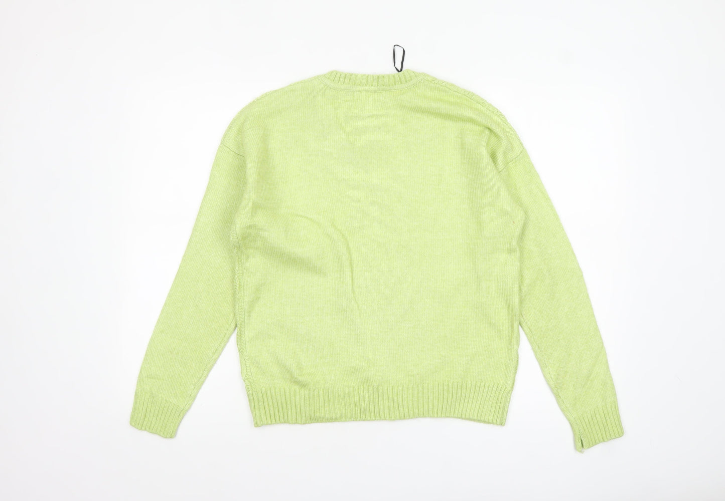 Marks and Spencer Womens Green V-Neck Cable Knit Jumper Size S