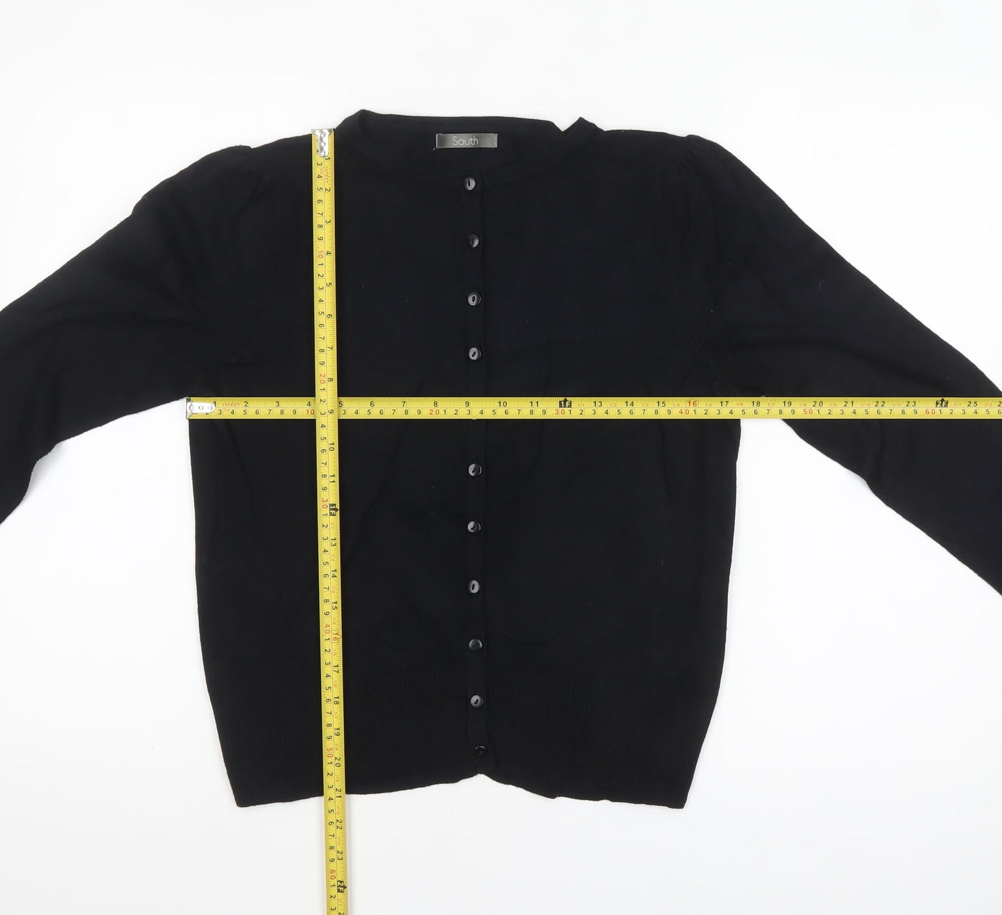 South Women's Black Size 14 Crew Neck Button Cardigan