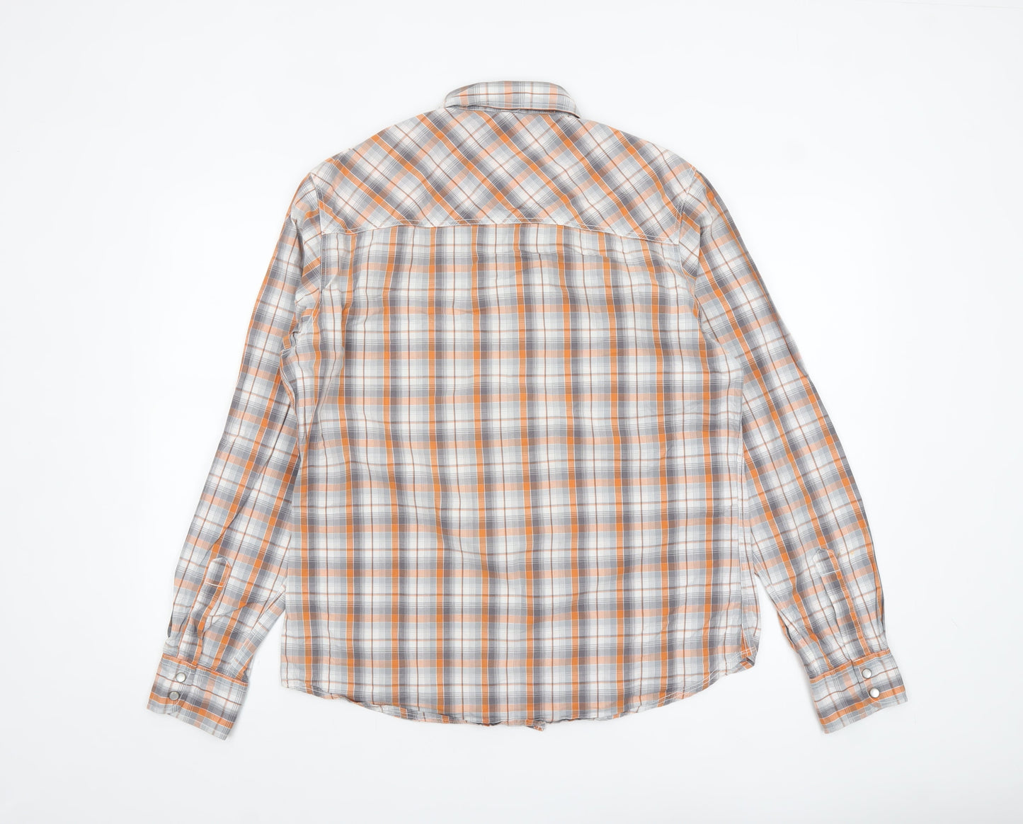 SoulCal Men's Orange Plaid Long Sleeve Cotton Button-Up Shirt Size L