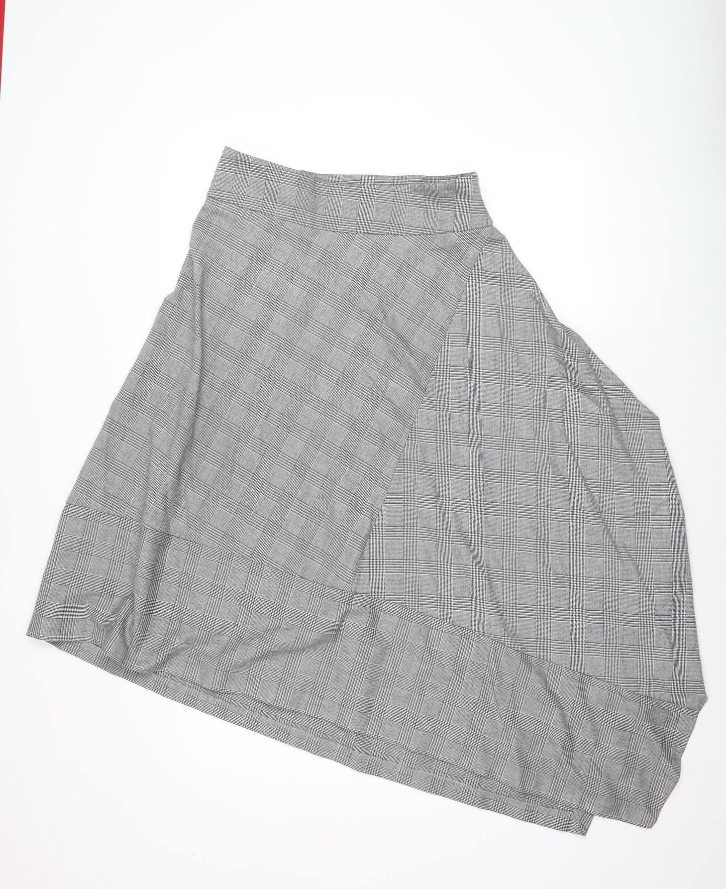 Marks and Spencer Women Grey Check A-Line Midi Skirt Size 10