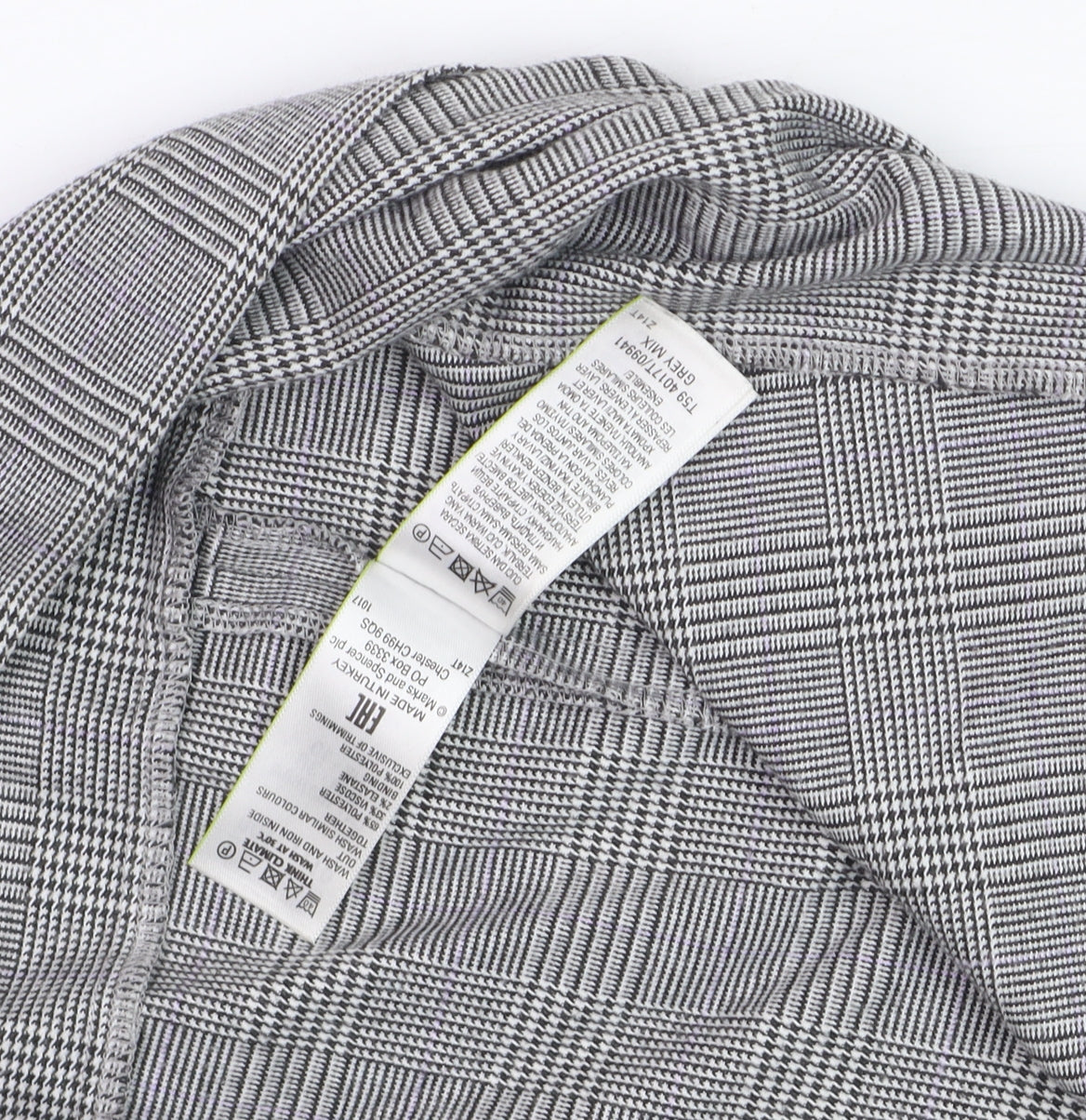 Marks and Spencer Women Grey Check A-Line Midi Skirt Size 10
