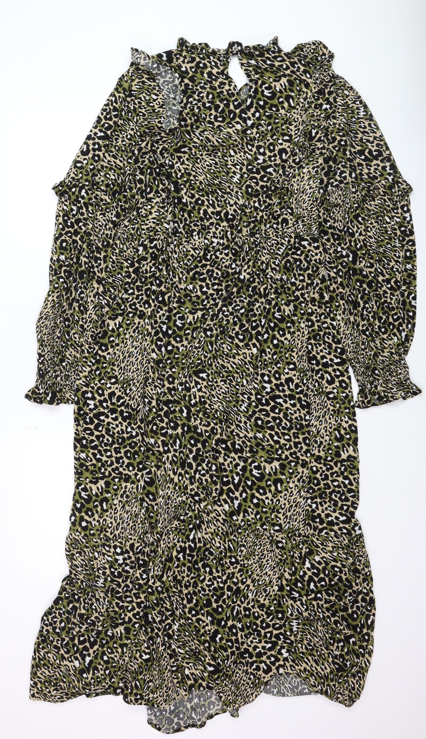 Marks and Spencer Women's Multicoloured Animal Print Midi A-Line Dress Size 14