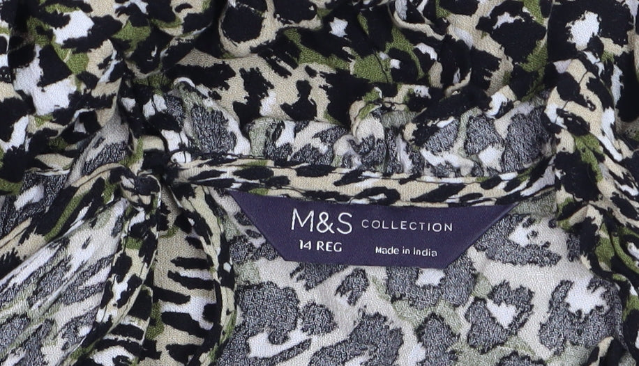 Marks and Spencer Women's Multicoloured Animal Print Midi A-Line Dress Size 14