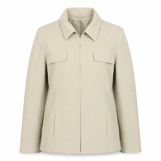 Front view of Melrose Women Beige, size 14, Zip Up Lined Basic Jacket