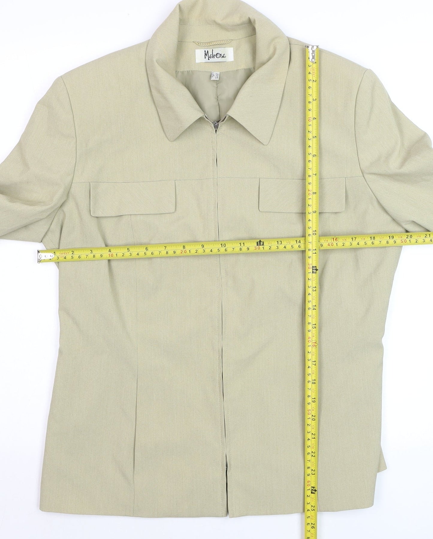 Melrose Women Beige Size 14 Zip Up Lined Basic Jacket