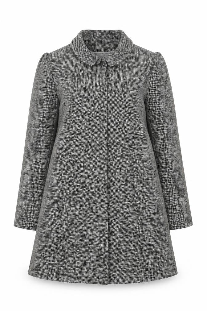 Reed Krakoff Womens Grey Wool Blend Tweed Overcoat Size 12