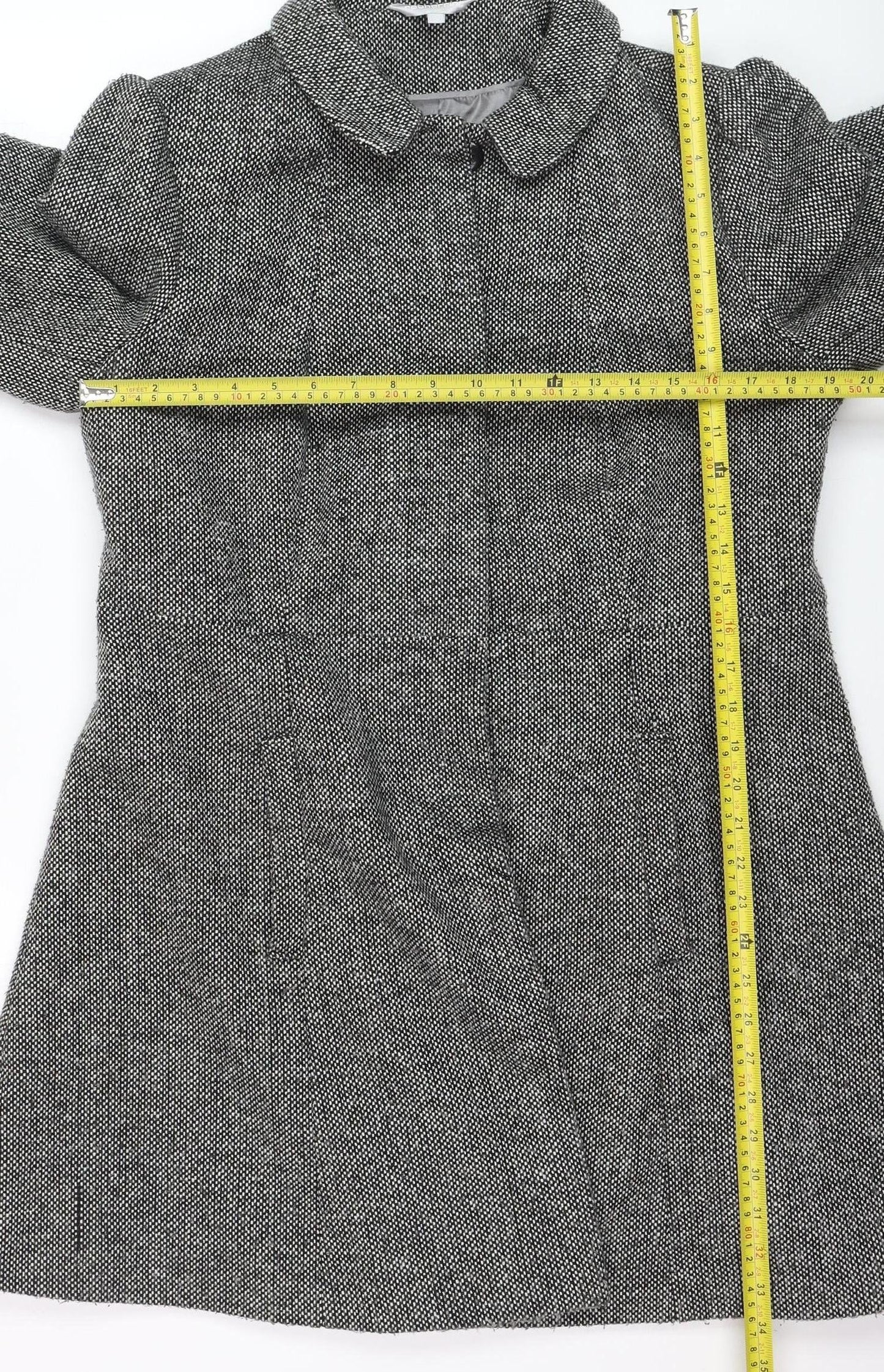 Reed Krakoff Womens Grey Wool Blend Tweed Overcoat Size 12