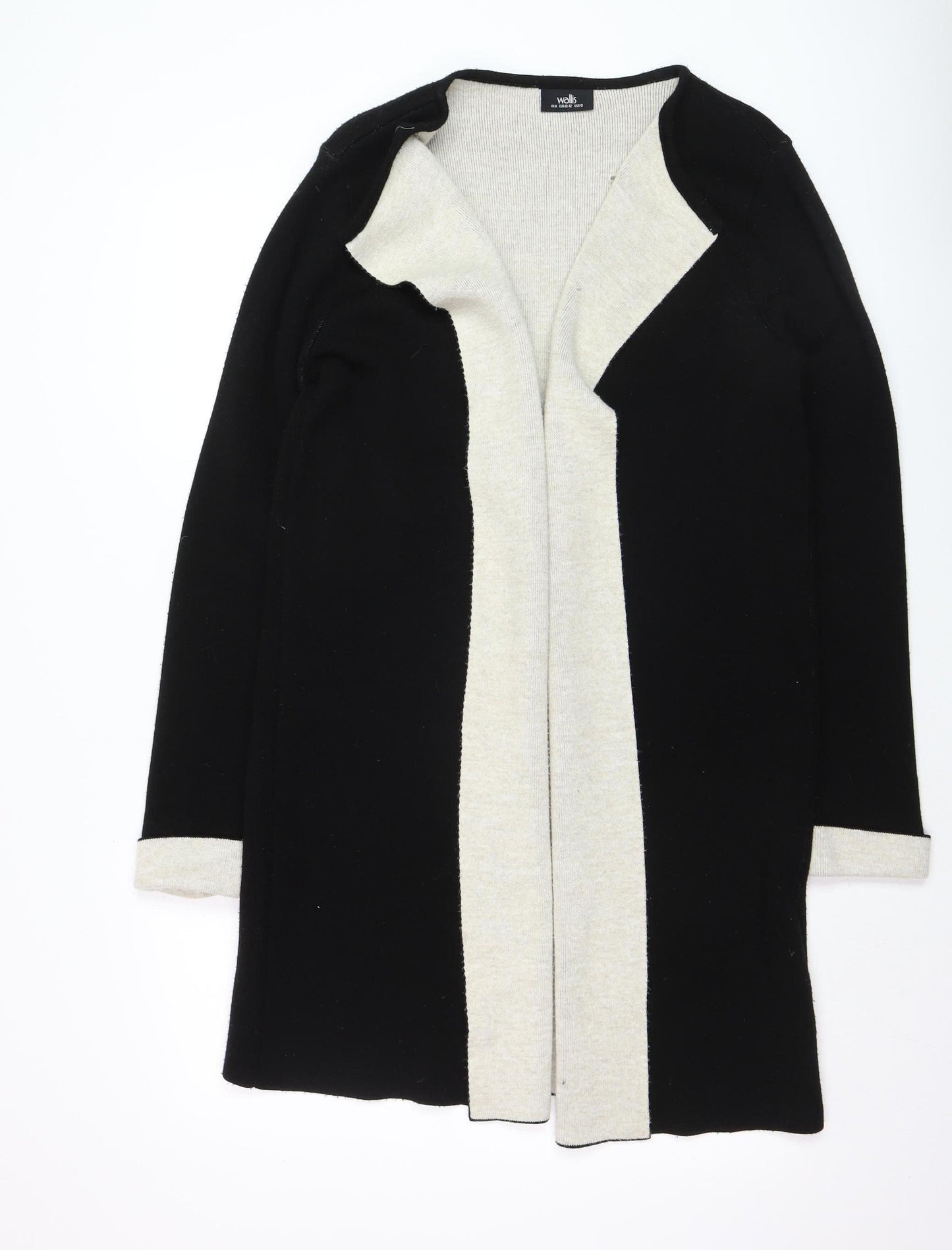 Wallis Women’s Black Longline Open Cardigan Medium Wool Blend