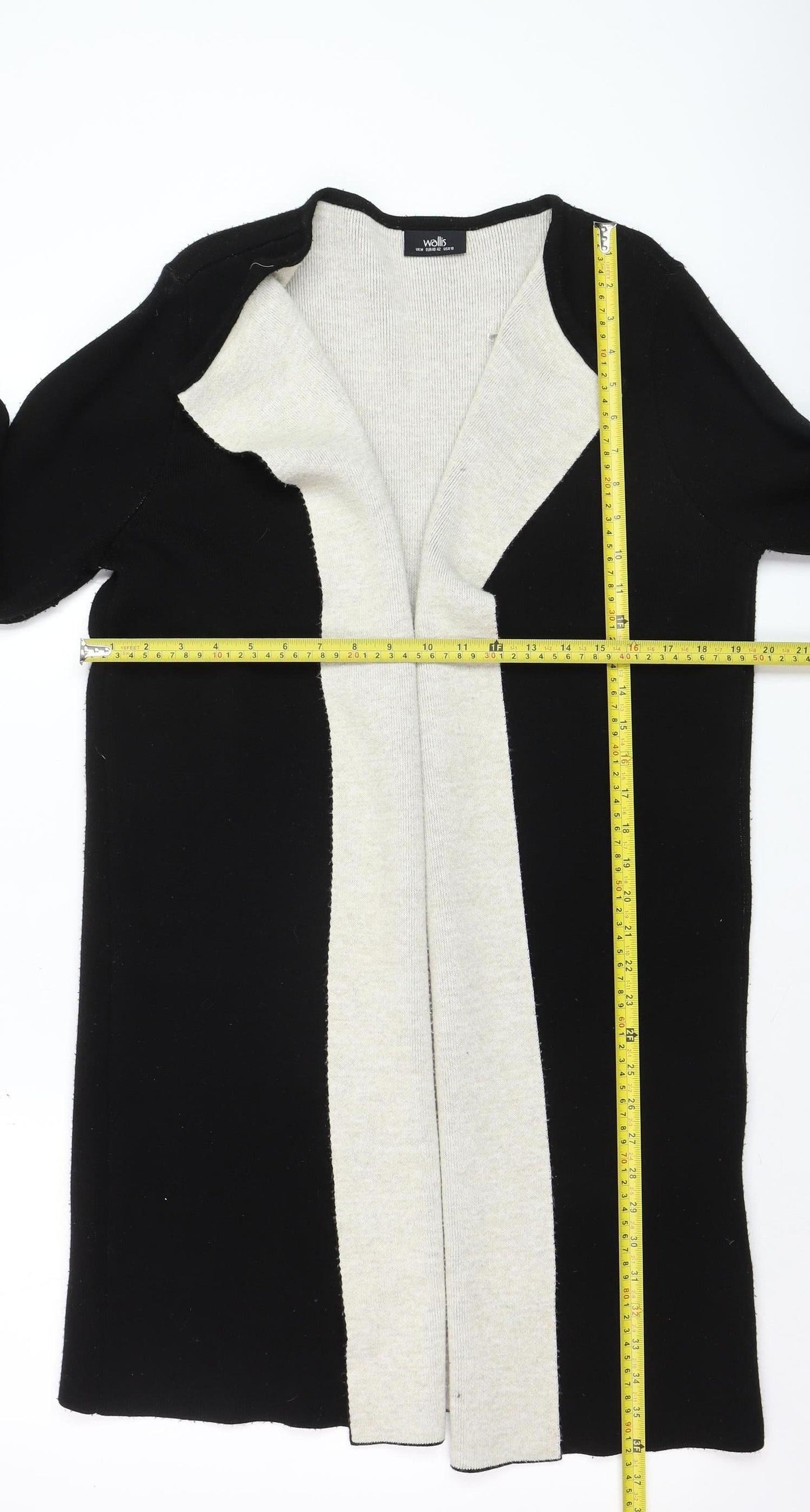 Wallis Women’s Black Longline Open Cardigan Medium Wool Blend