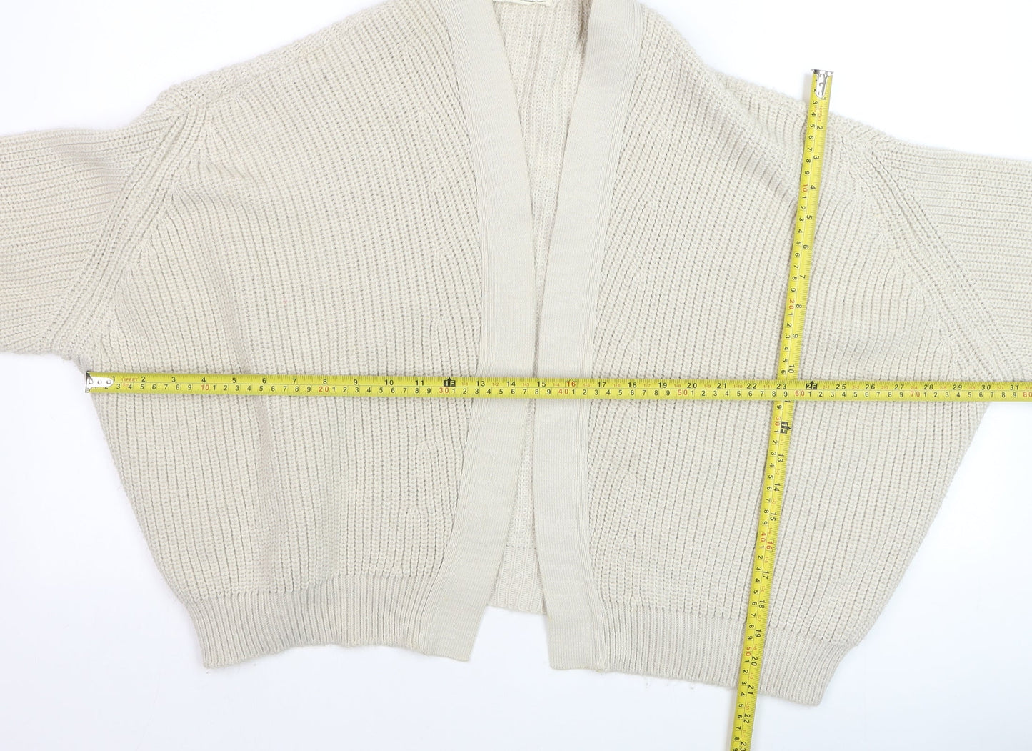 Urban Outfitters Women's Beige XS Chunky Knit Open Cardigan Jumper