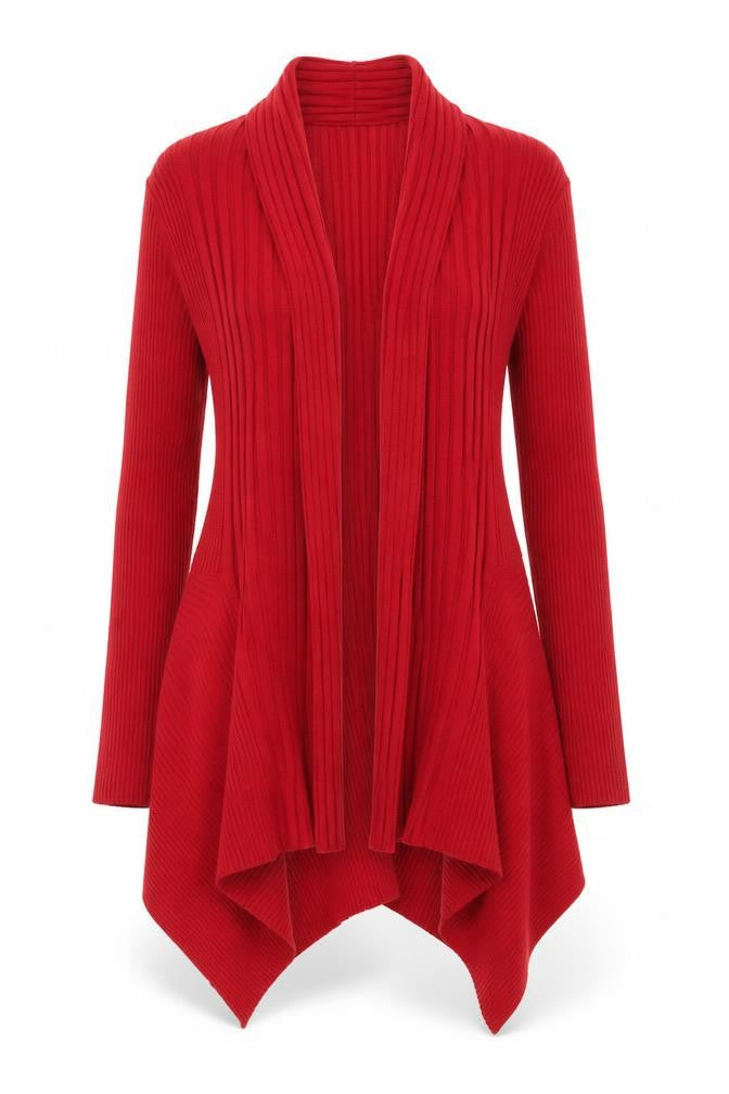 Marks & Spencer Women’s Red Ribbed Knit Open Cardigan Size 10