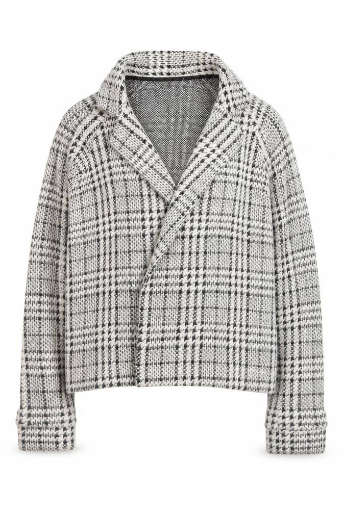 Next Women’s Grey Check Collared Knit Cardigan Size 10