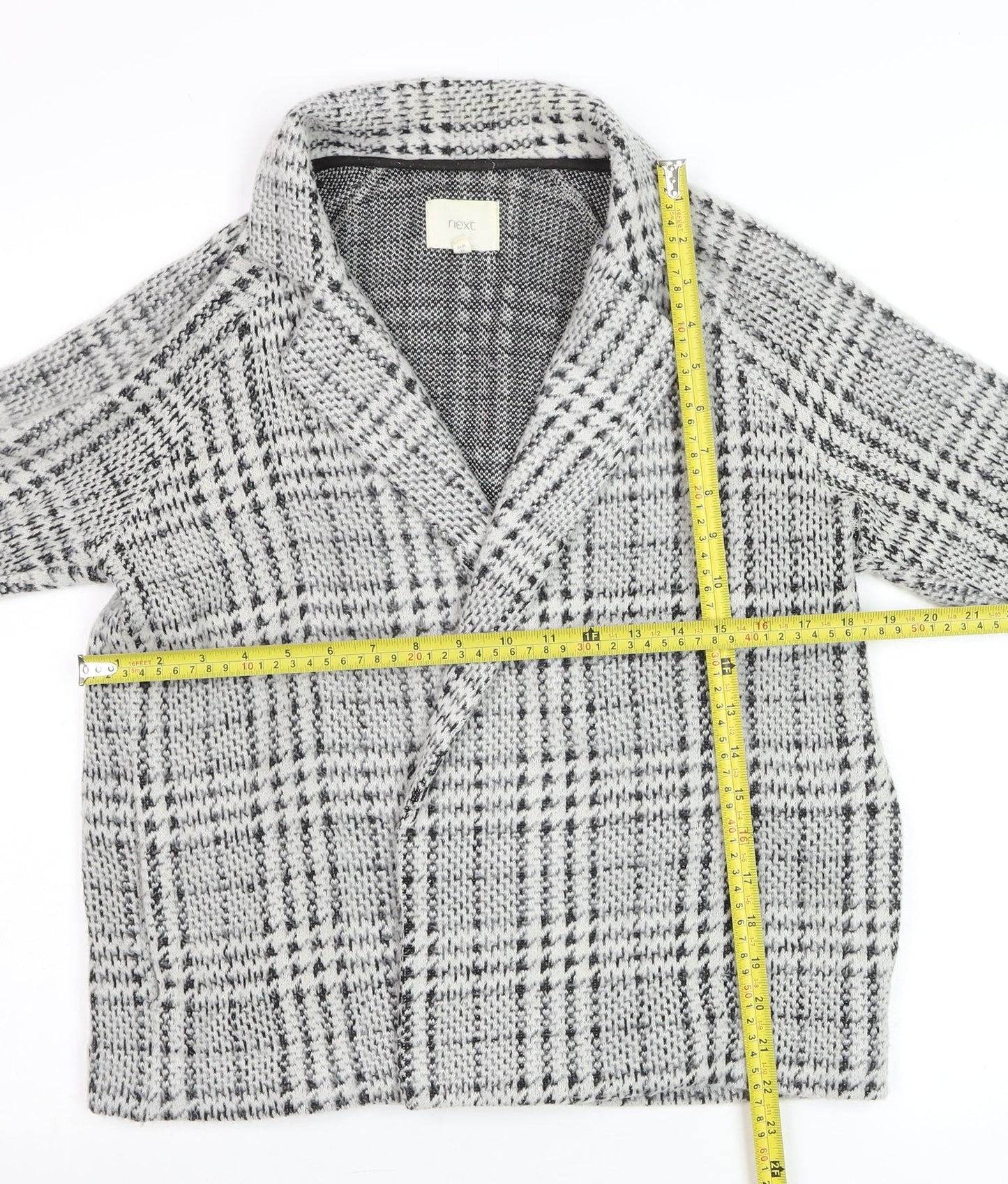 Next Women’s Grey Check Collared Knit Cardigan Size 10