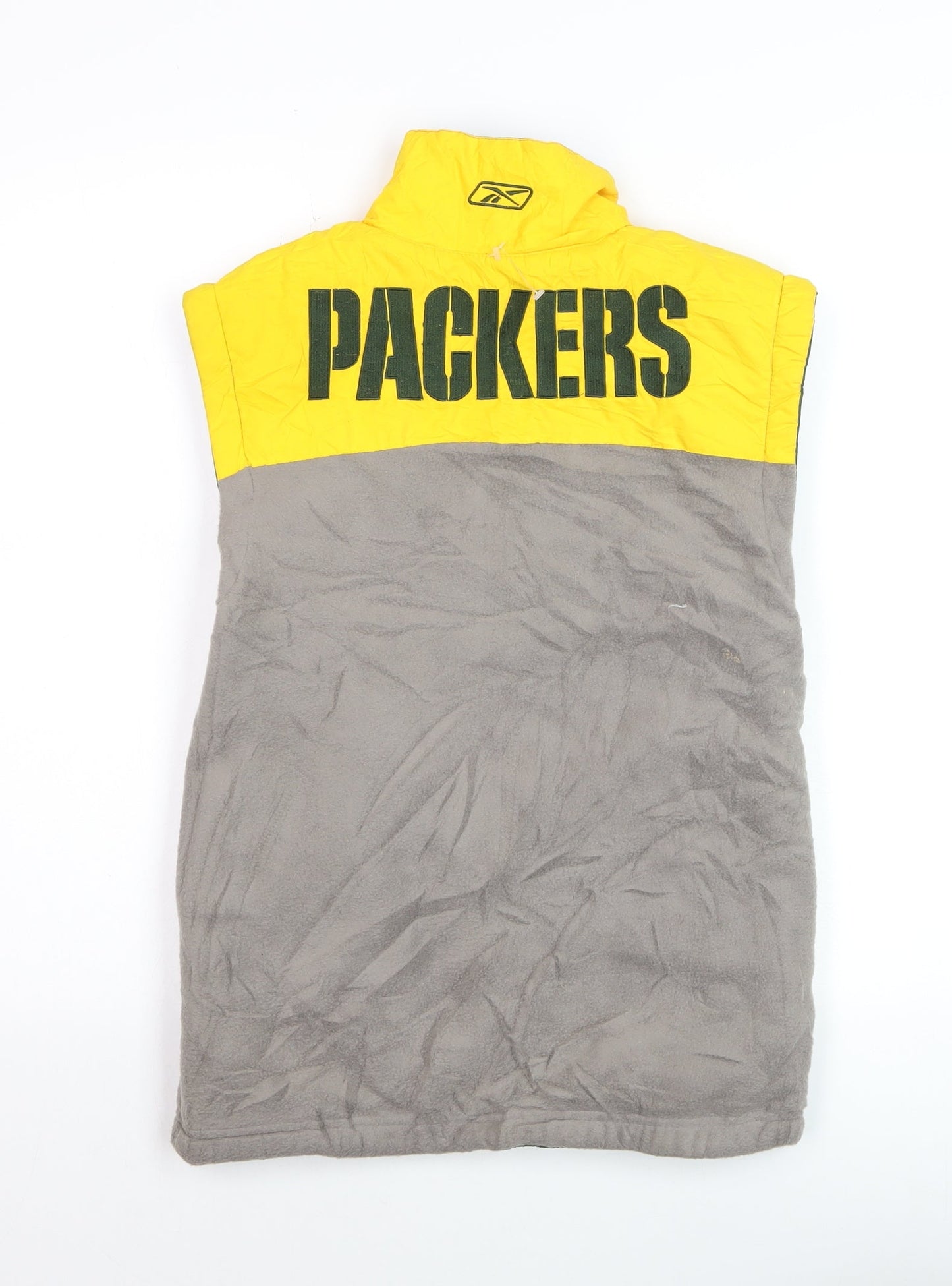 Reebok Mens Yellow Grey Reversible Packers Bodywarmer M Polyester