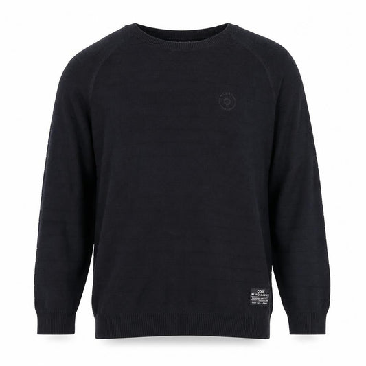 Front view of Jack & Jones Men’s Black Cotton Crew Neck Jumper, size L