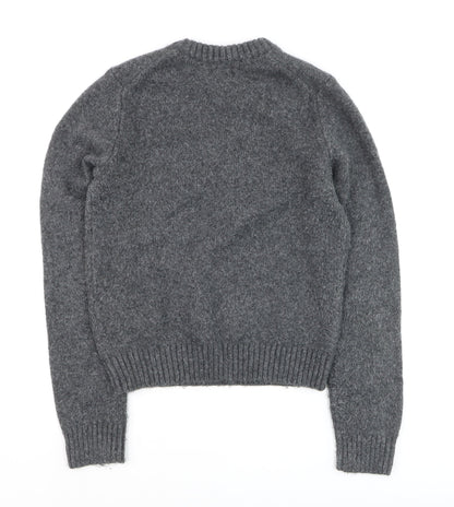 H&M Women Grey Wool Blend Crew Neck Pullover Jumper XS