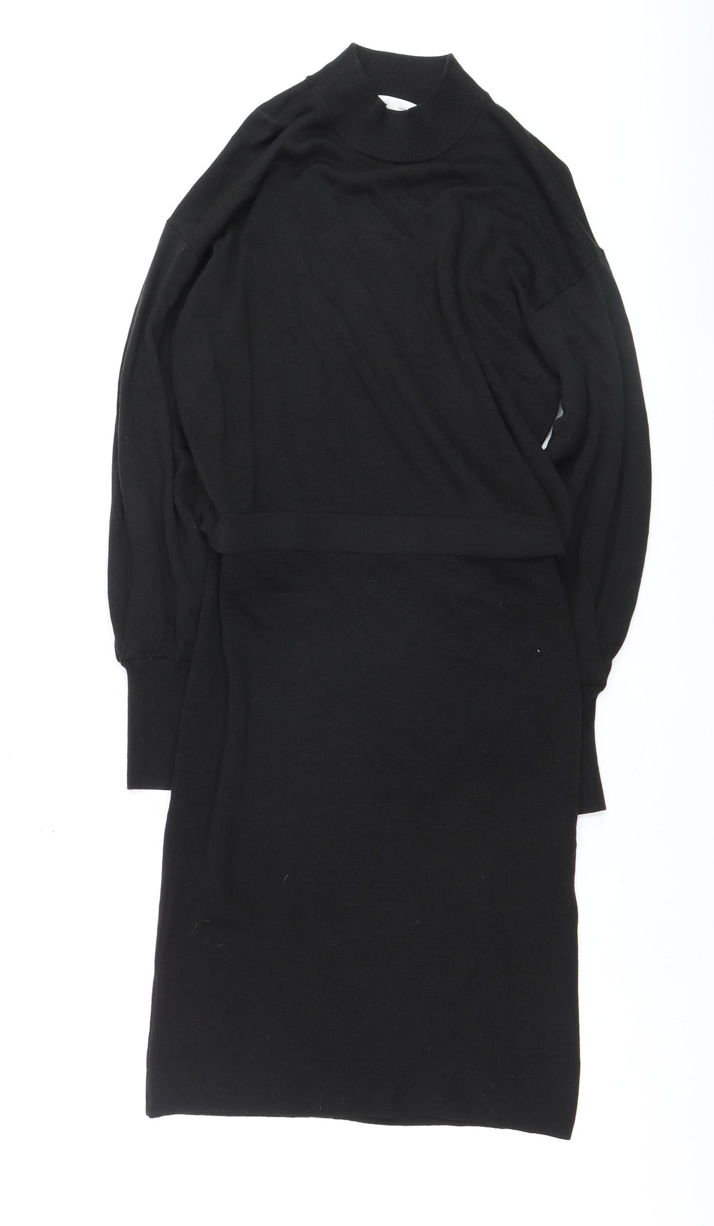 InWear Women’s Black Knit High Neck Long Sleeve Knee Length Sweater Dress L