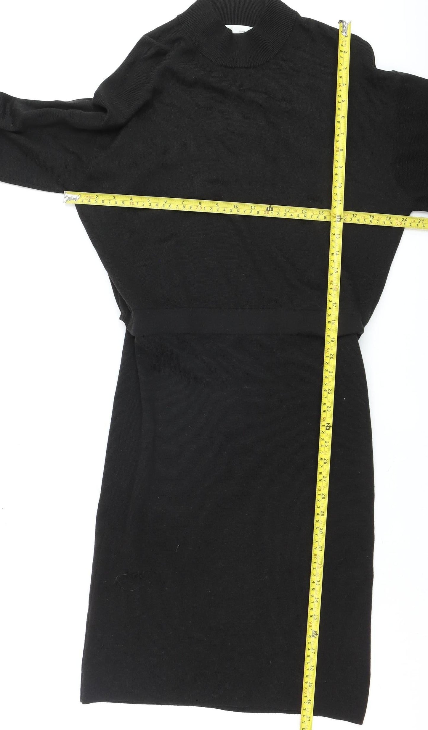 InWear Women’s Black Knit High Neck Long Sleeve Knee Length Sweater Dress L