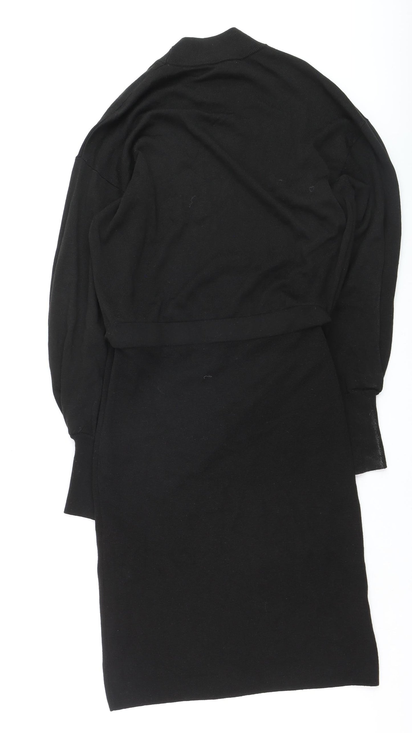 InWear Women’s Black Knit High Neck Long Sleeve Knee Length Sweater Dress L