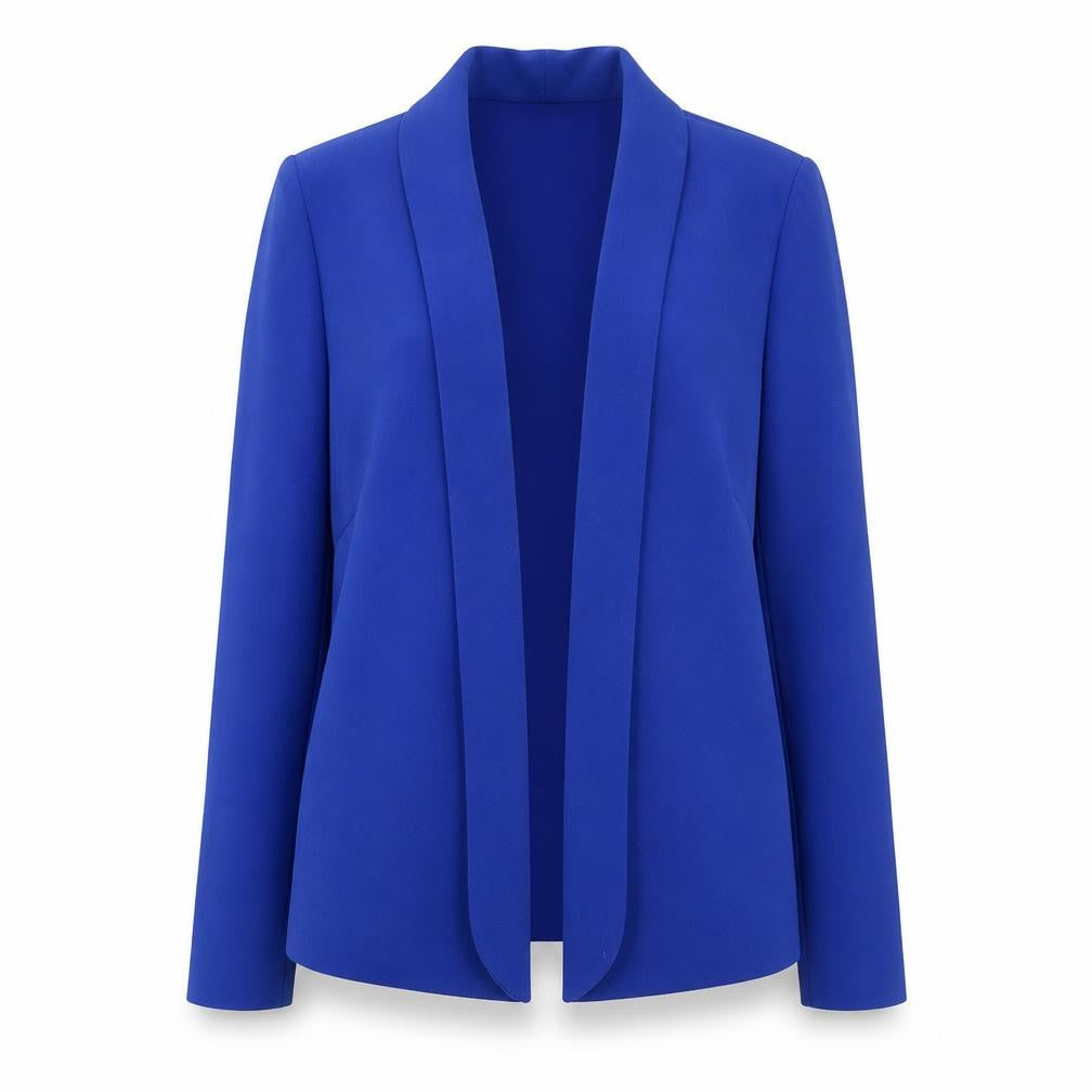 Jaeger Women's Blue Shawl Collar Open Front Blazer UK 10 Polyester