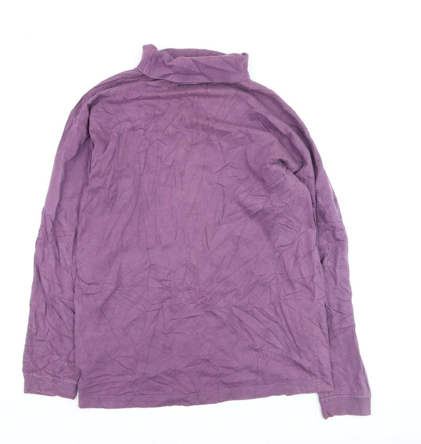 Cotton Traders Women Purple Roll Neck Long Sleeve Cotton Jumper S
