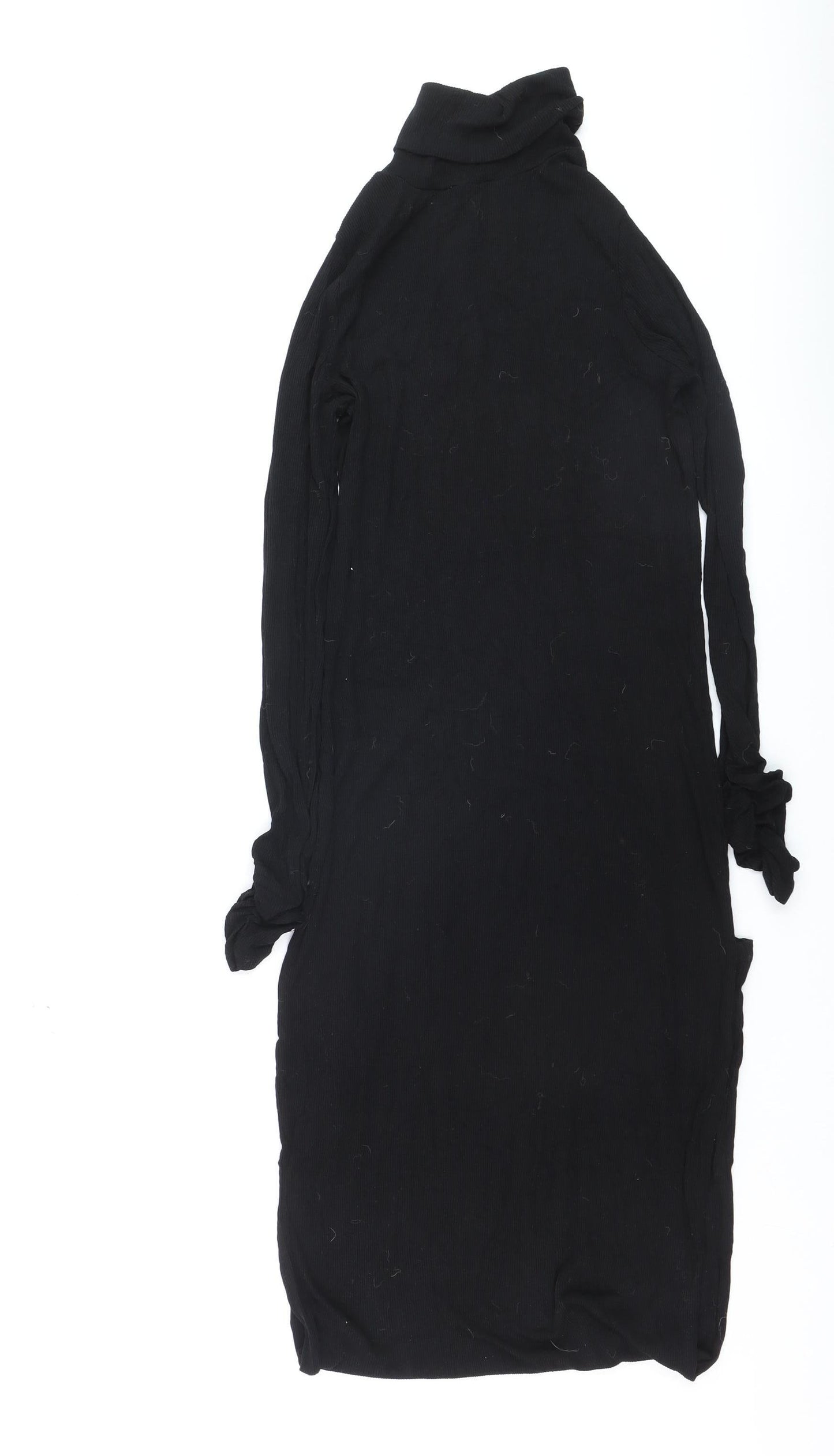 ASOS Women’s Black Roll Neck Long Sleeve Bodycon Midi Dress Size 12