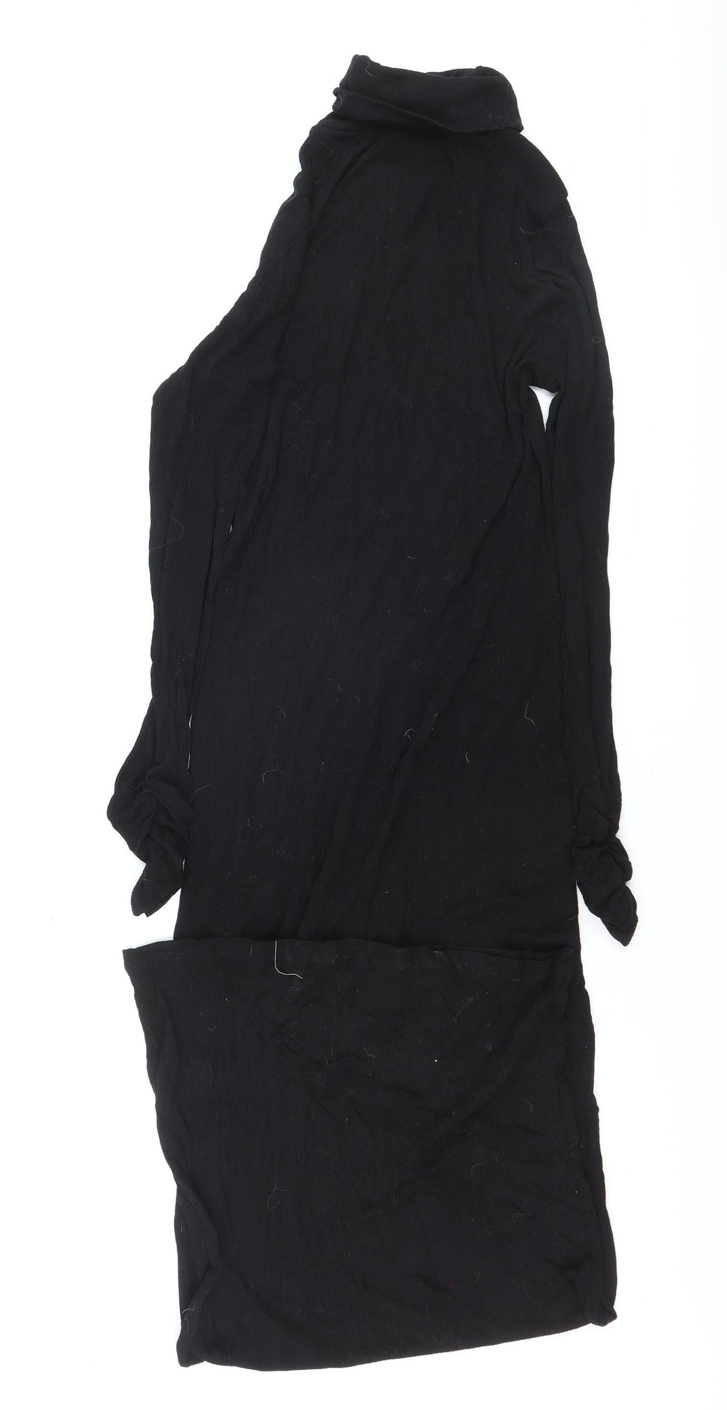 ASOS Women’s Black Roll Neck Long Sleeve Bodycon Midi Dress Size 12
