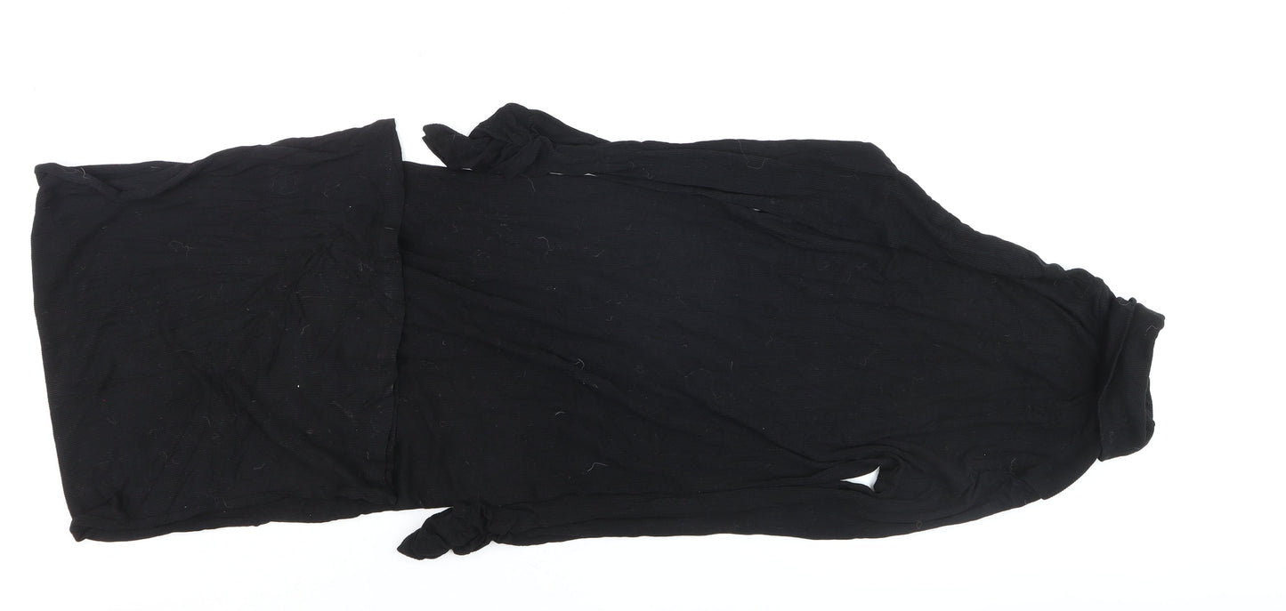 ASOS Women’s Black Roll Neck Long Sleeve Bodycon Midi Dress Size 12