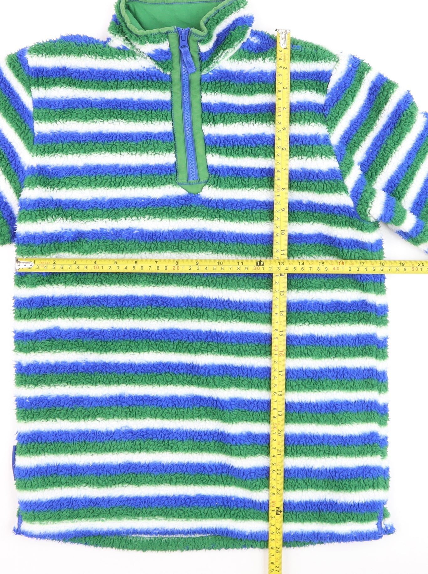 Mountain Warehouse Boys Green Blue Striped Half Zip Fleece Hoodie Age 13