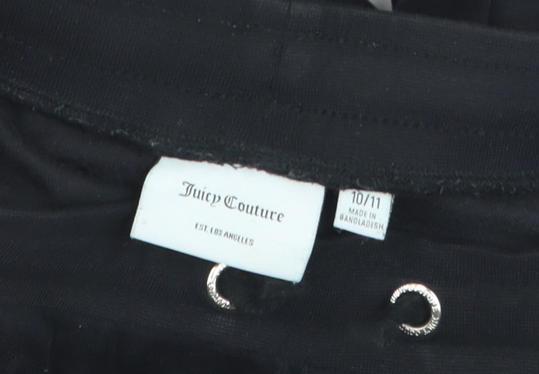 Juicy Couture Girls Black Velour Sweatpants 10-11 Years Drawstring Waist