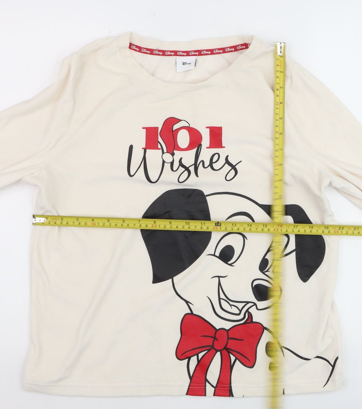 Disney Women Ivory 101 Dalmatians Long Sleeve Pyjama Top Size 12
