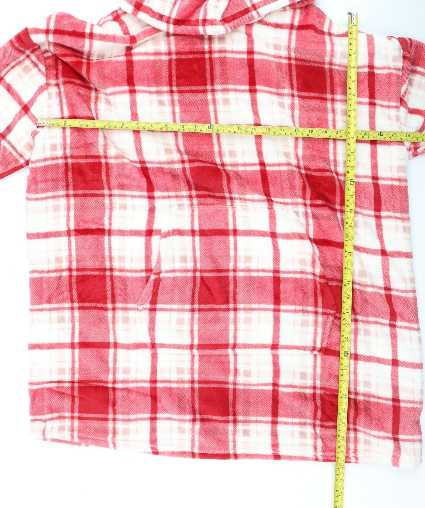 Marks and Spencer Girls Red Check Fleece Hooded Robe 13-14 Years