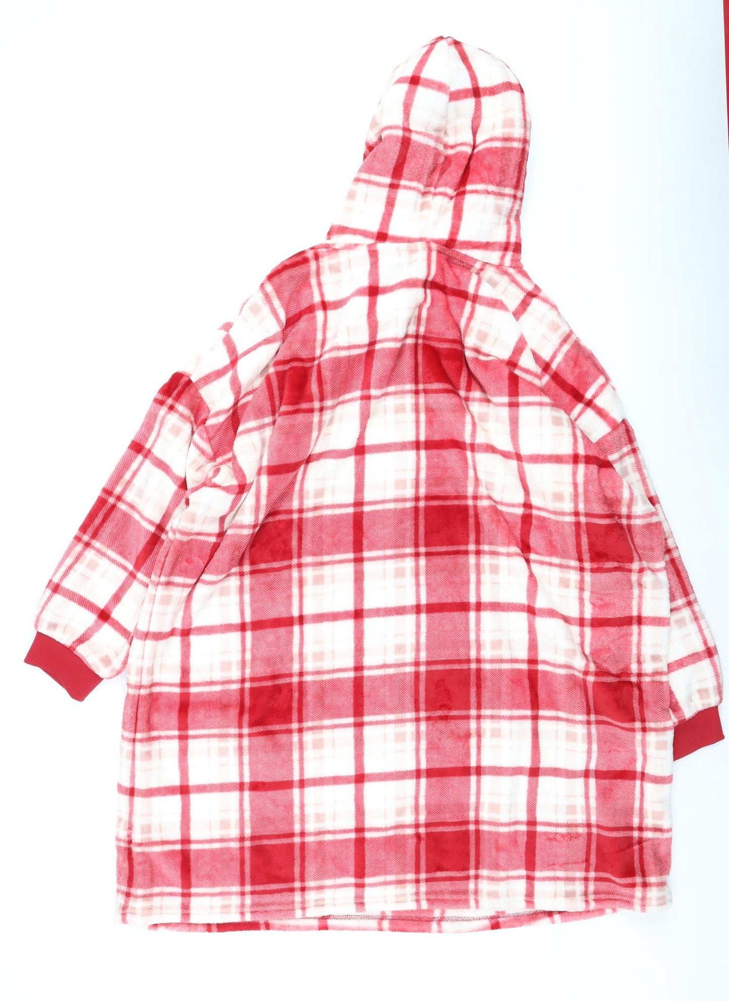 Marks and Spencer Girls Red Check Fleece Hooded Robe 13-14 Years