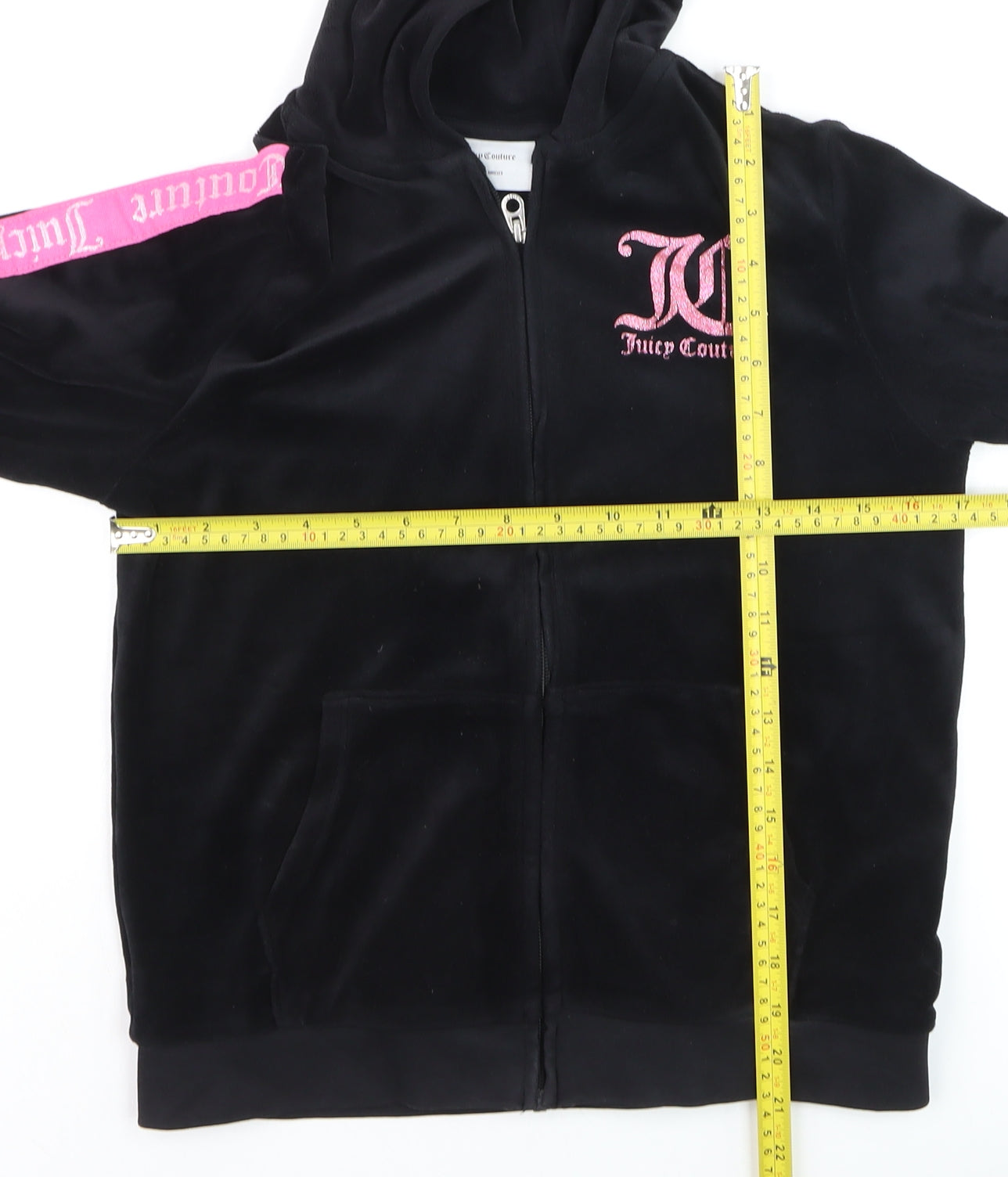 Juicy Couture Girls Black Velour Zip Hooded Track Jacket 12-13 Years