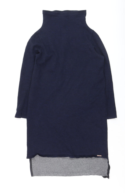 Sweaty Betty Women’s Blue Knit Jumper Dress M High Neck Long Sleeve