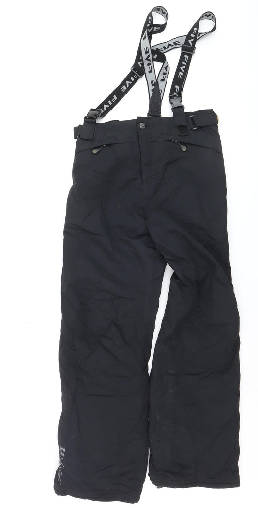 Five Seasons Boys Black 16 Years Waterproof Ski Salopettes with Adjustable Straps