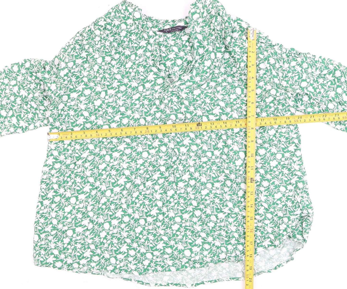 Marks and Spencer Women's Green Floral Tunic Blouse Size 10