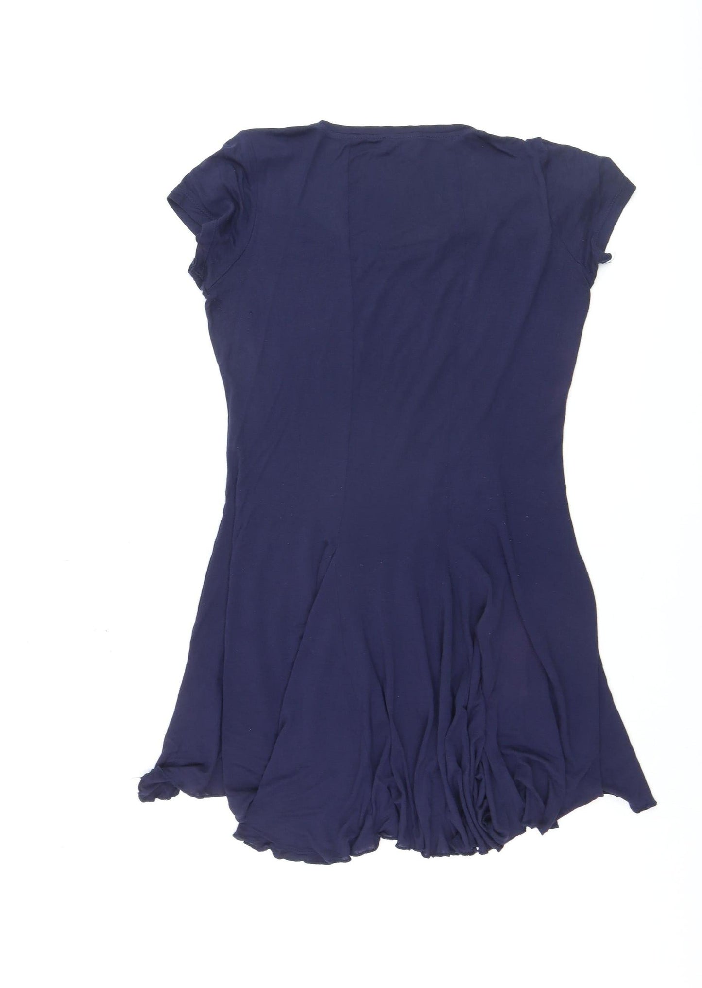 Soon Womens Blue Floral Tunic T-Shirt Size 10 Short Sleeve