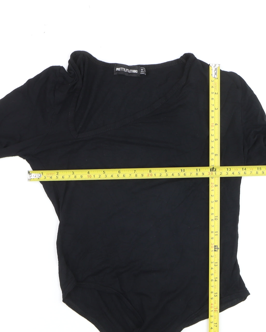 PrettyLittleThing Womens Black Size 10 V-Neck Long Sleeve Bodysuit