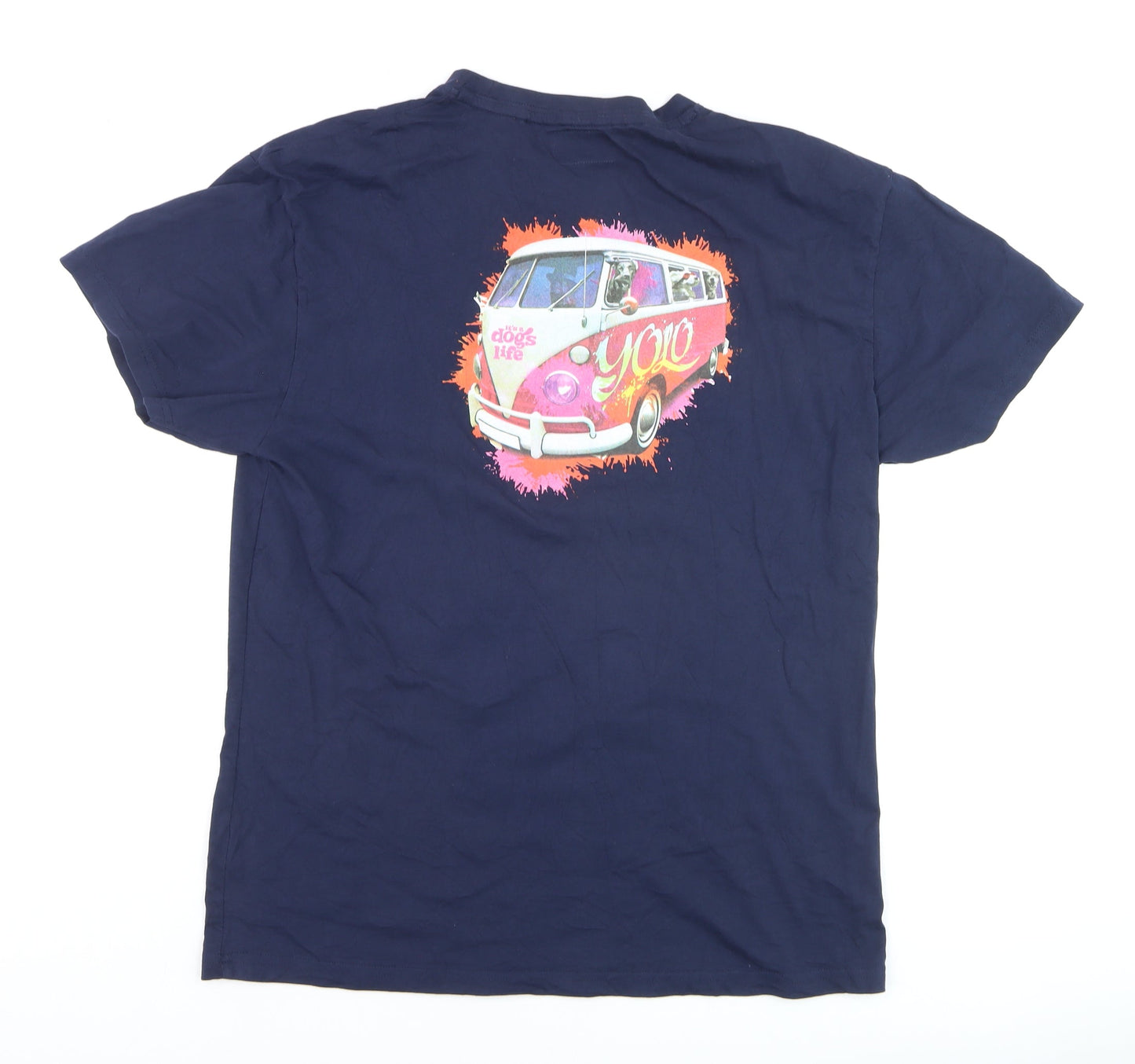 It's a Dog's Life Men's Blue L Graphic Retro Dog T-Shirt