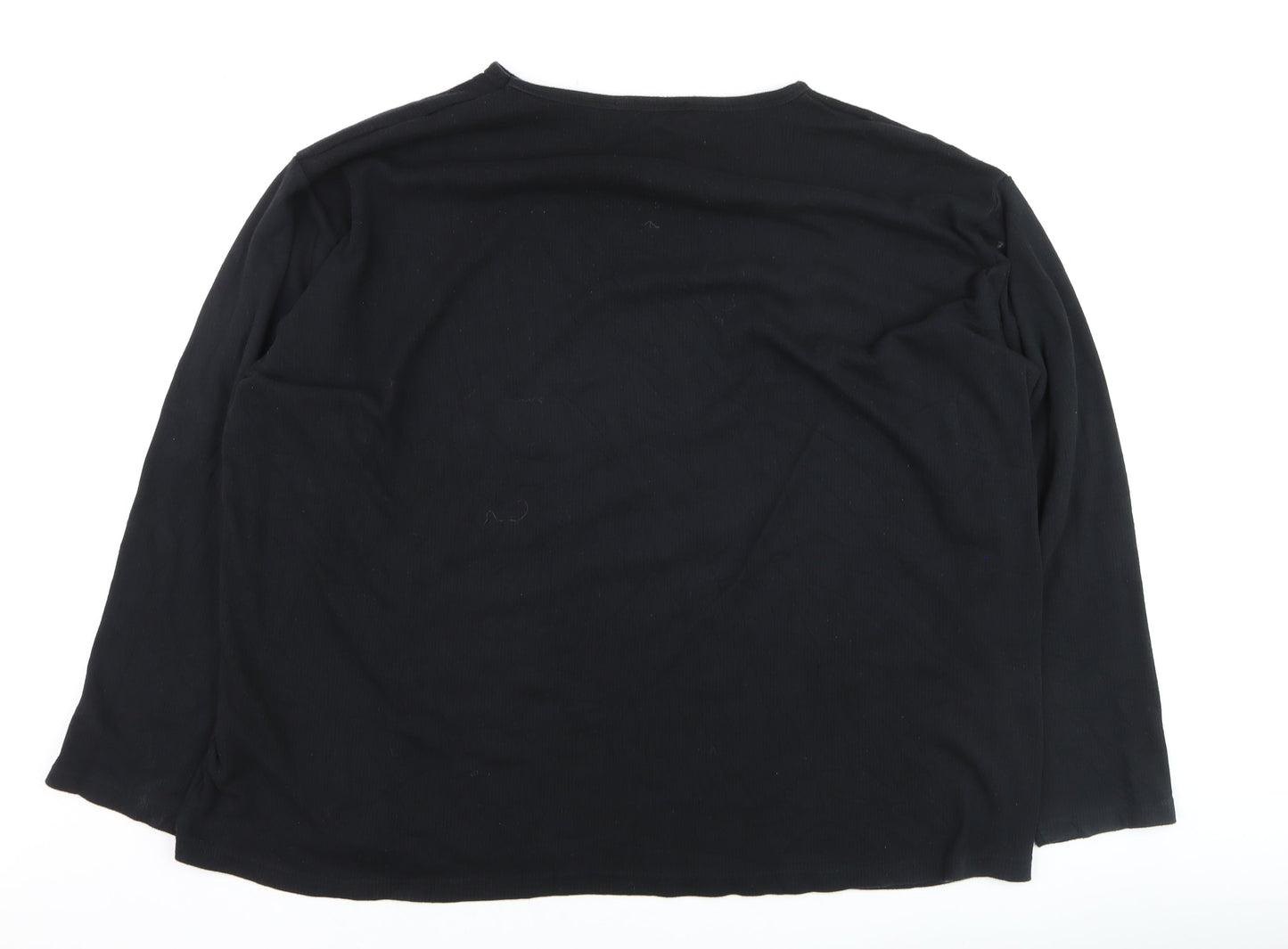 Jacamo Men’s Black 5XL Long Sleeve Cotton Blend Casual Top