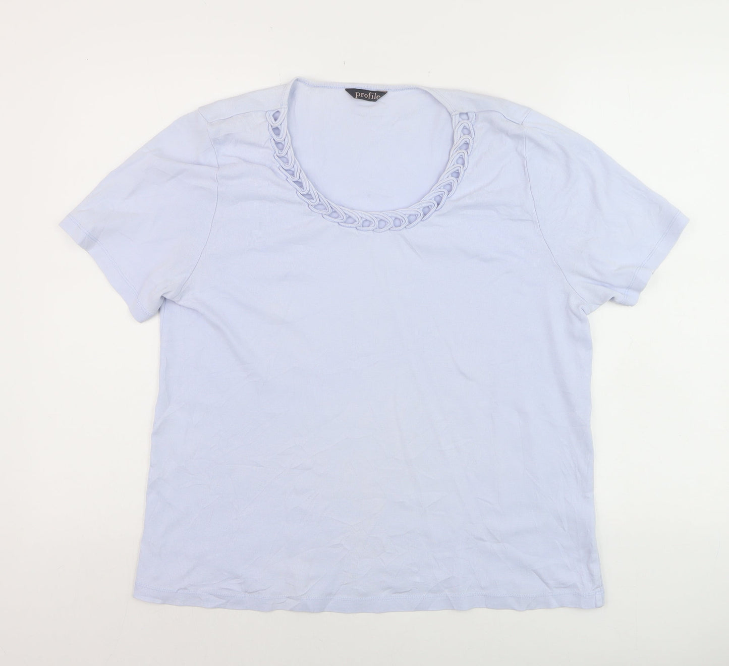BHS Womens Blue Short Sleeve Scoop Neck Cotton T-Shirt Size 20