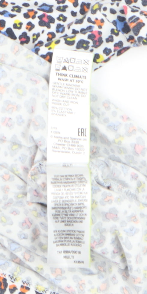 Marks and Spencer Womens Multicoloured Animal Print Cotton T-Shirt Size 8