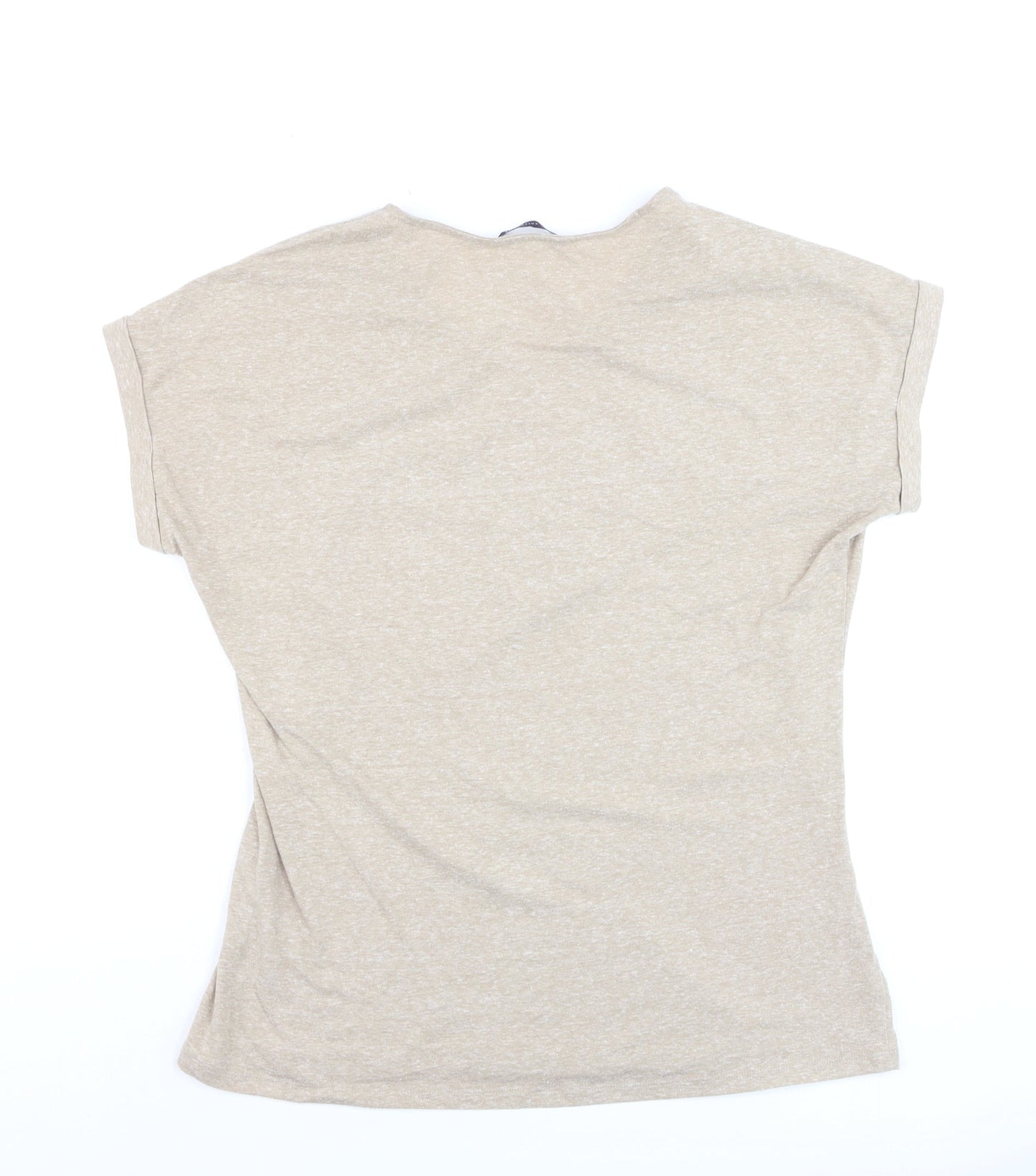 Marks and Spencer Womens Beige Embroidered T-Shirt UK 14