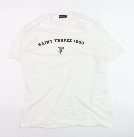 PrettyLittleThing Men's White Saint Tropez 1993 Regular Fit T-Shirt M