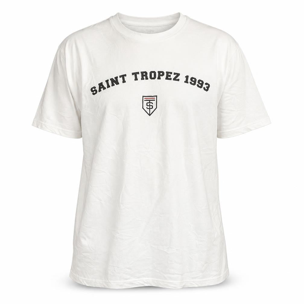 PRETTYLITTLETHING Men's White Saint Tropez 1993 Regular Fit T-Shirt M