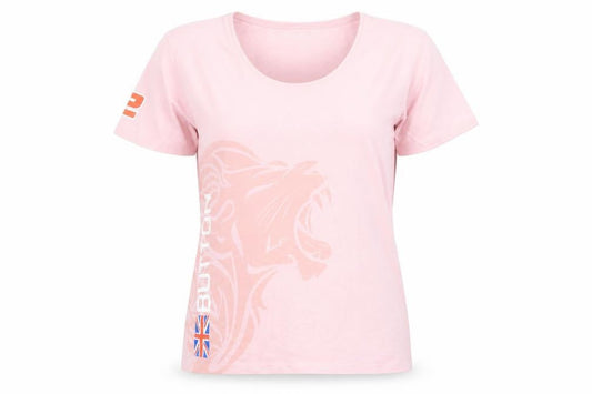 Front view of McLaren Honda women’s pink xl t-shirt short sleeve racing top