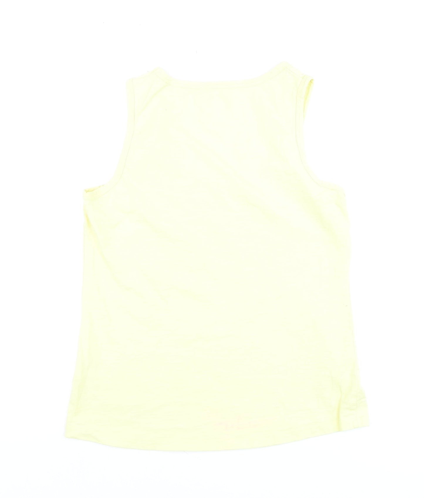 Animal Womens Yellow Cotton Tank Top L Beach Print Summer Casual